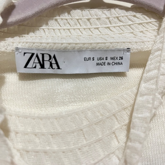 NWT ZARA KNIT CROP TOP BLOUSE | S | WHITE - Picture 6 of 9